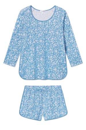 Pima Long-Short Set in Serene Blue Cecil Floral