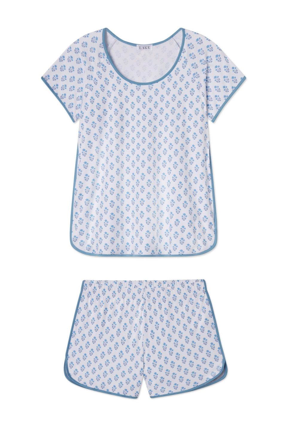 Pima Shorts Set in Serene Blue Posy