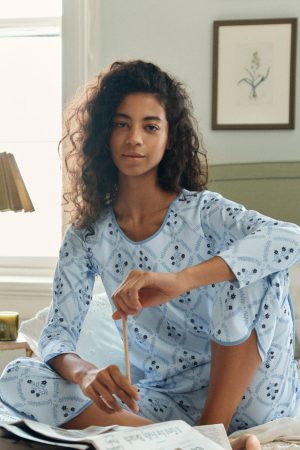 Pima Long-Long Set in Serene Blue Wreath