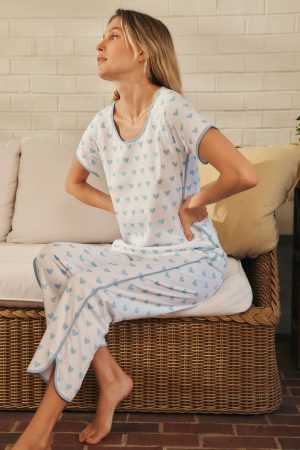 Pima Short-Long Set in French Blue Heart